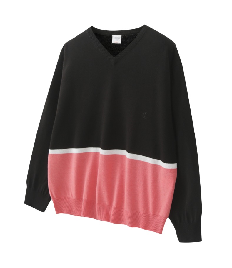 BLACK AND PINK BLOCK SWEATER