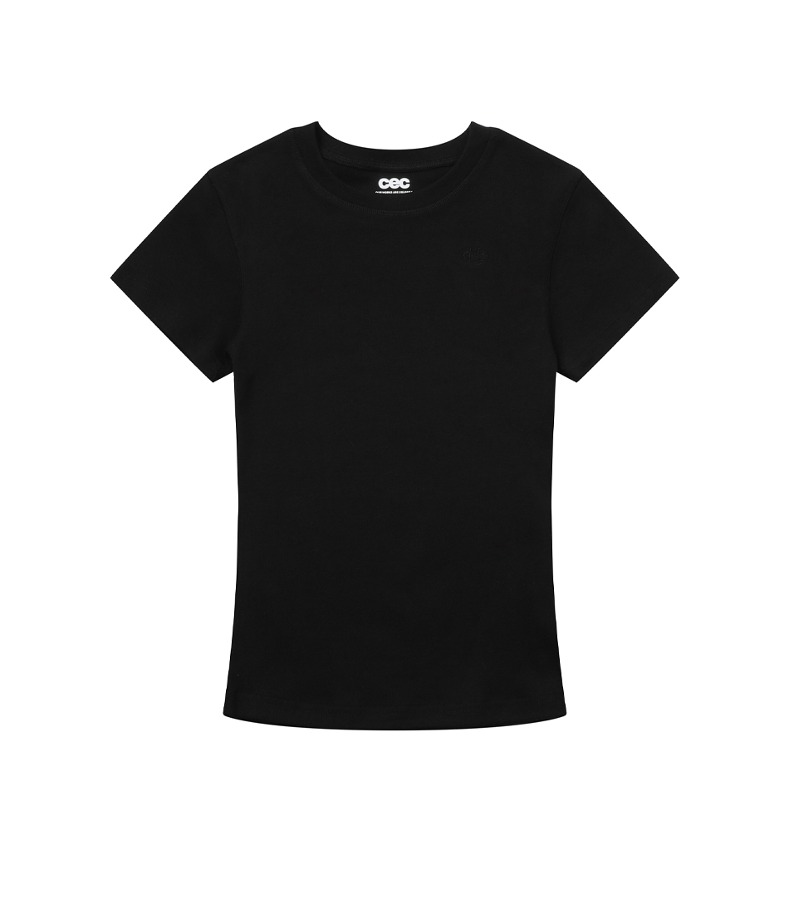 CH EMBROIDERED LOGO WOMAN T-SHIRT(BLACK)